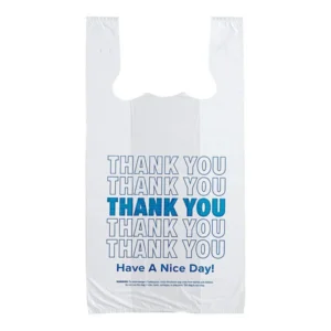 1/6-W13TK-1000 (9-4)13mic White 1/6 T-shirt bag (Blue Thank you) 11.5"x6.5"x21" 1000pcs/case