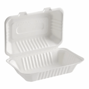 Sugarcane 9"X6"X3" White Hinged Container 200pcs/case