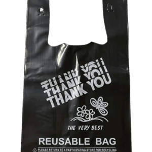 WRB-1/8-HD-BK 2.25mil Black 10.5"x6.5"x20" Reuseable LDPE Thank you T shirt bag,300 pcs/cs