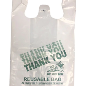 WC - 2.25mil White 12"x7"x22" Reuseable LDPE Thank you T shirt bag,200 pcs/cs